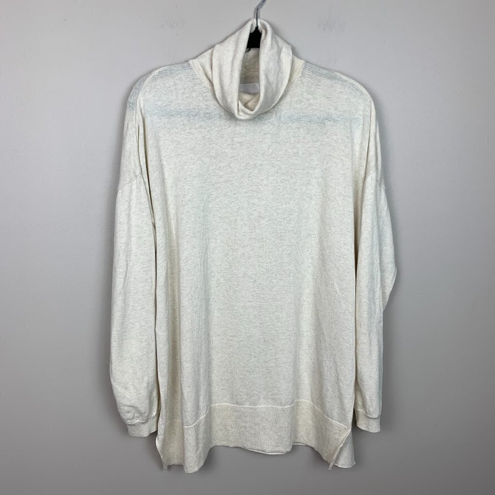 Kowtow Cream Colored Turtle Neck Oversized Organic Cotton Sweater XS
